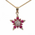 14K Gold Ruby and Diamond Star Pendant another closeup on chain