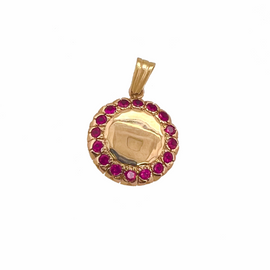14K Gold and Ruby Handmade Pendant front