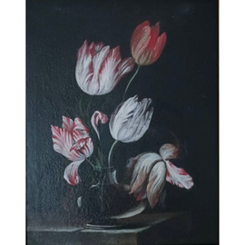 17th Century Dutch Still Life Painting with Tulips