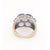 18K White Gold Cabochon Blue Chalcedony Ring with Seven Prong Set Stones