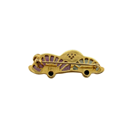 Back of Luxury novelty brooch shaped like a car with gemstones