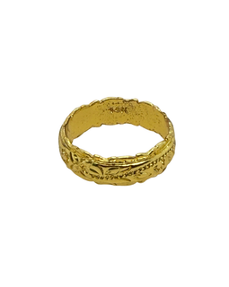 18K gold floral vine band ring
