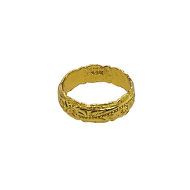 18K gold floral vine band ring