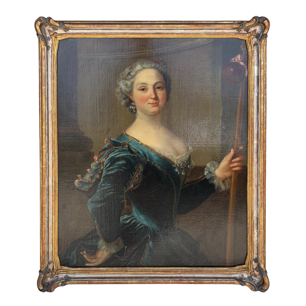 18th C. Portrait of Noblewoman – Antique Painting Circa 1760 in frame