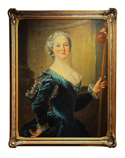 18th C. Portrait of Noblewoman – Antique Painting Circa 1760 another view in frame
