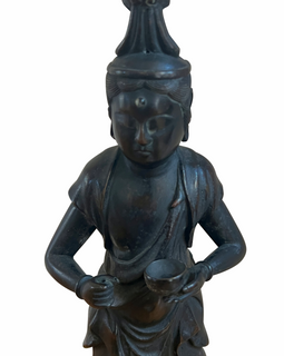 18th Century Japanese Bronze Standing Figure closeup face