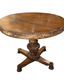 Full view of 19th C Anglo Indian Neoclassical Carved Rosewood Center Table