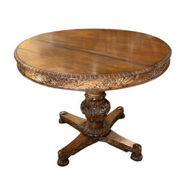 Full view of 19th C Anglo Indian Neoclassical Carved Rosewood Center Table