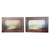 Antique Oil on Panel 19th C Adirondack Landscape Paintings Pair in Walnut Frames