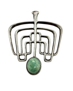 David Andersen Mid Century Modern Sterling Silver Pendant With Green Stone