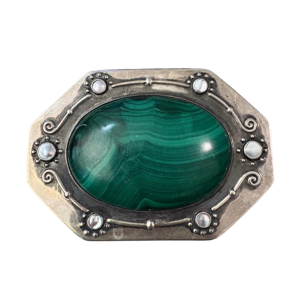Carl Weishaupt Art Nouveau Silver And Malachite Box Circa 1900