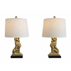 Pair Of Mid Century Lion Lamps