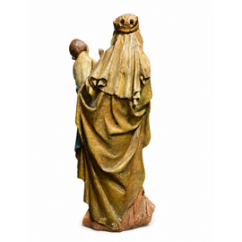 16th/17th Century Carved Polychromed Madonna And Child