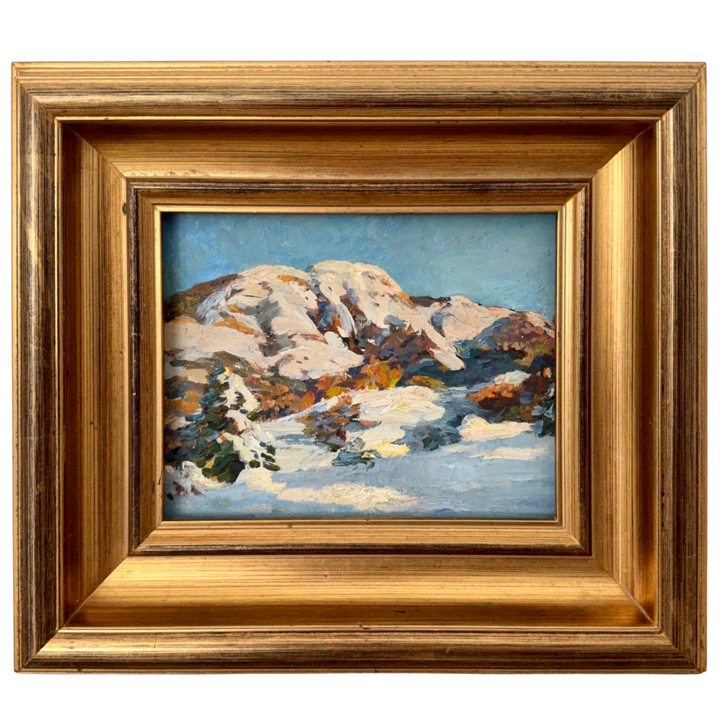 A.P. Solodovnikov Ukrainian winter mountain landscape oil painting on canvas in gold-tone wood frame, front view