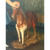Closeup of toy pony on Signed Adele Herter portrait with Japanese screen backdrop