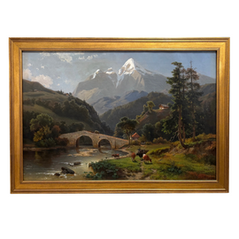 Alpine Landscape Oil Jacobus Nicolaus Tjarda Van Starckenborgh in frame