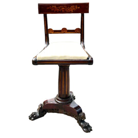 American Classical Carved Mahogany Piano Stool 1820 full front view