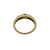 Another side profile of the gold aquamarine ring showing the gently tapered polished band