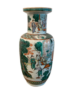 Antique Chinese Famille Verte Porcelain Vase - 19th Century