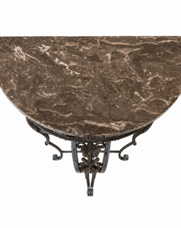 Antique Art Deco demilune console with marble top