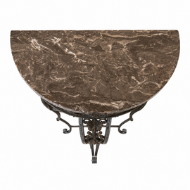 Antique Art Deco demilune console with marble top