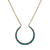 Antique Riker Brothers 14K gold horseshoe necklace with blue enamel stripes and seed pearls, front view