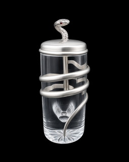 Antique Tiffany perfume bottle with ruby‑eyed snake motif