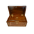Antique brass inlaid tea caddy with interior wells