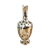 Front view of Antique glass pitcher with silver overlay cartouche and exposed glass contrast