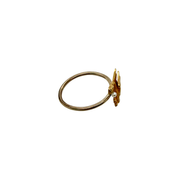 Antique gold conversion ring with detailed griffin motif and seed pearl