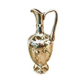 Antique silver overlay pitcher showing elongated neck and shaped pouring spout
