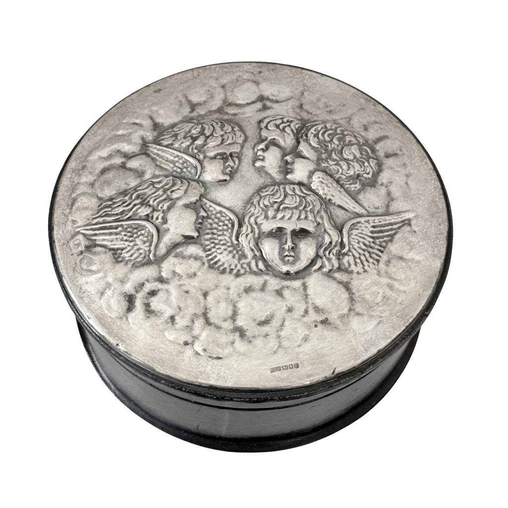 Art Nouveau sterling silver cherub repousse box