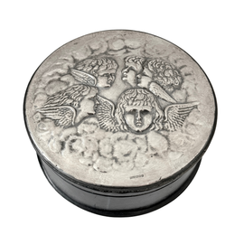 Art Nouveau sterling silver cherub repousse box