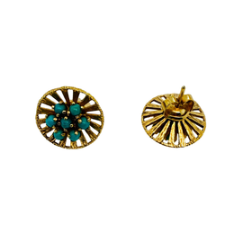 Back view of the gold earrings showing the posts and butterfly backs for pierced ears