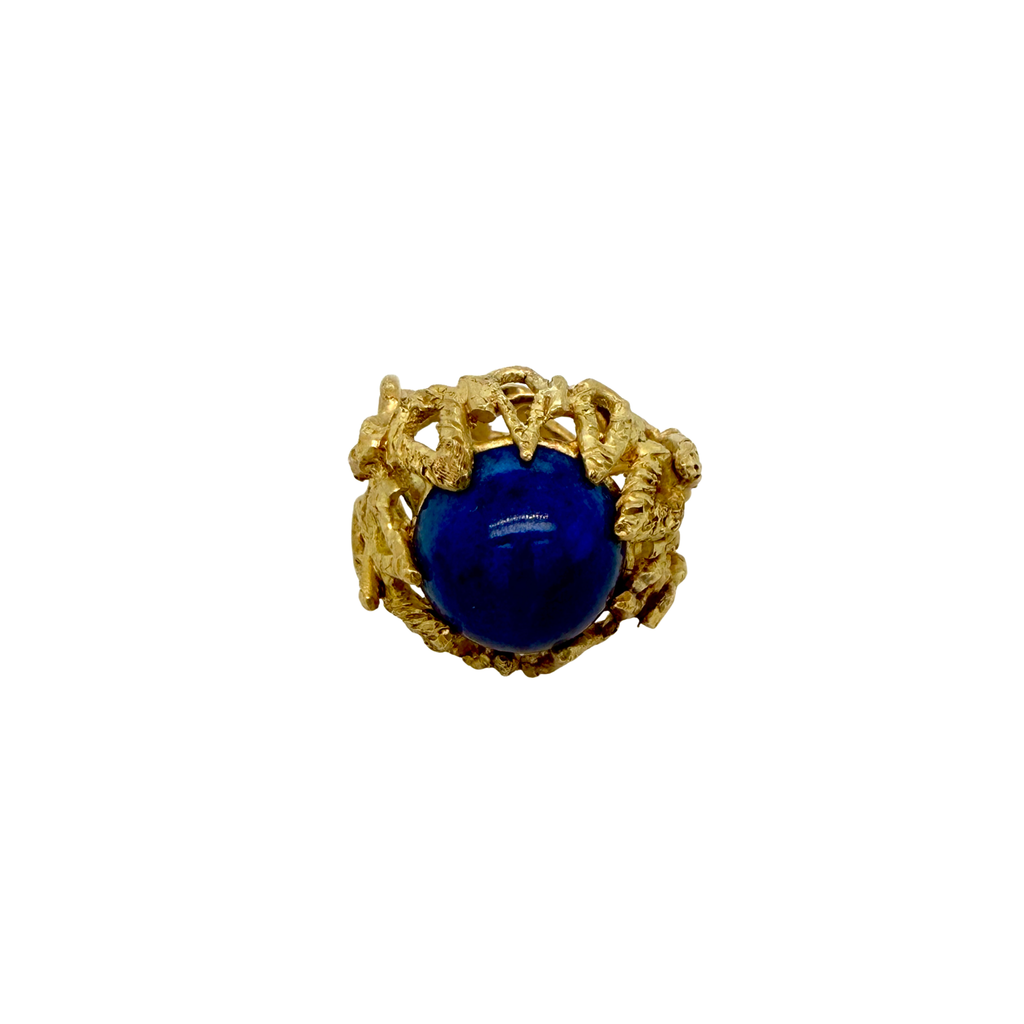 Mid Century 18 K Gold And Lapis Ring