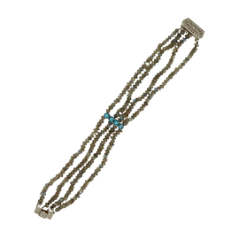 Labradorite Bead Bracelet With Blue Topaz and 14K W Gold Clasp