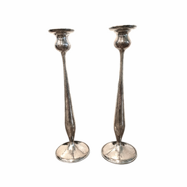 Monumental Pair Kalo Shop Arts And Crafts Sterling Silver Candlesticks C. 1924