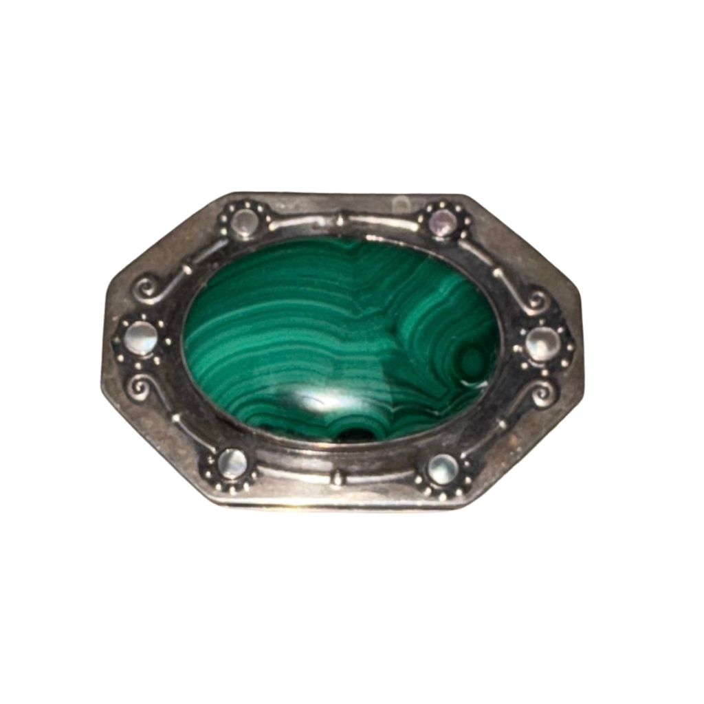 View of the top of Carl Weishaupt Art Nouveau Silver And Malachite Box Circa 1900