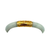 Close-up of engraved 14K gold hinge fitting on a vintage Chinese light green jadeite bangle