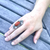 Silver and Red Coral Native American Ring