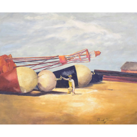 David Johnsen “ Buoys “ Oil On Canvas Painting full view