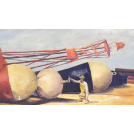 David Johnsen “ Buoys “ Oil On Canvas Painting closeup