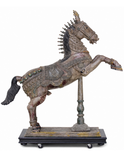 Antique Carved Indian Rearing Vahana Horse