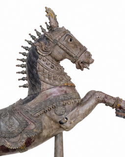 Antique Carved Indian Rearing Vahana Horse