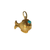 Detail of Florentine textured gold finish with polished fins and flared tail