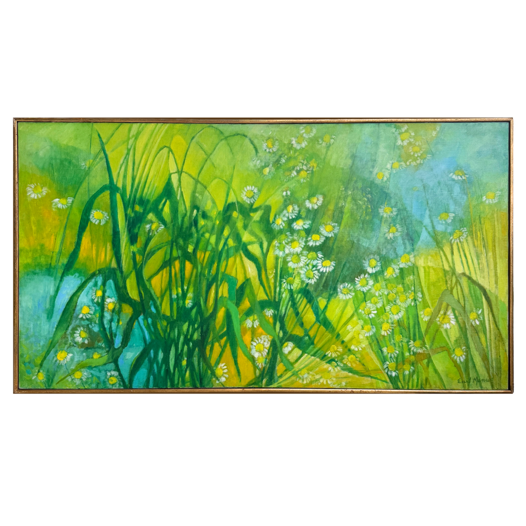 Enid Munroe “ Daisies “ Oil Canvas Painting Mid Century