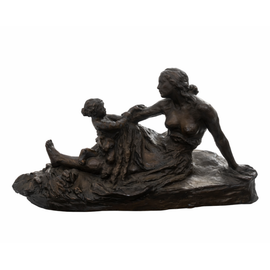 Early Makovsky bronze sculpture with rich patina and textured surface