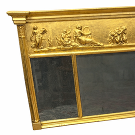Closeup view of left side of Early Nineteenth Century Gilt Classical Mirror Circa 1820