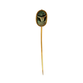 Full vew of Egyptian Revival 14 K Gold Scarab Stick Pin C 1880