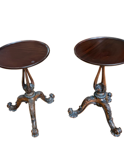 Pair Of English George III Style Carved Mahogany Wine Tables both tables